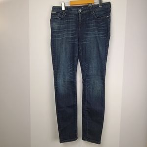 RW & Co. Chelsea women's dark wash blue skinny denim casual jeans, size 31